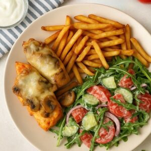 Pierś z kurczaka z pieczarkami i serem Sukces na diecie Jadłospis jesienny Jadłospis zimowy